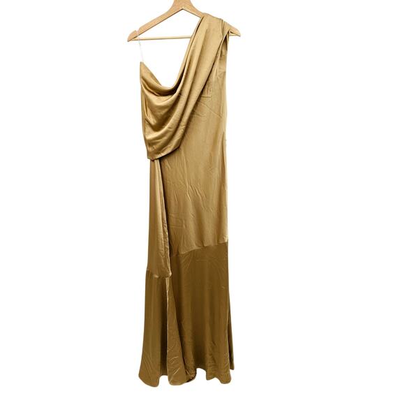 Significant Other Erika Gold Satin One Shoulder Gown - Picture 3 of 7